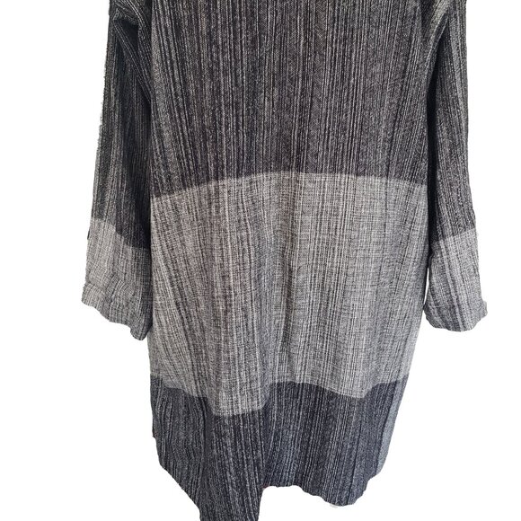 Eileen Fisher Jacket Cardigan Black White Color Block Shawl Collar Pockets Large - Picture 7 of 9